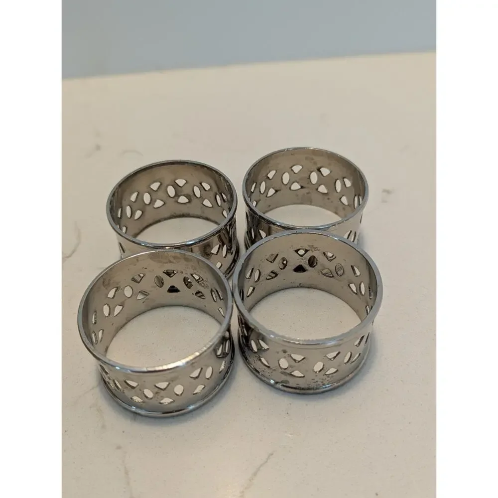 napkin rings Lot Of 3 Rattan Wooden Silver Set Of 4 Each Beachy Boho